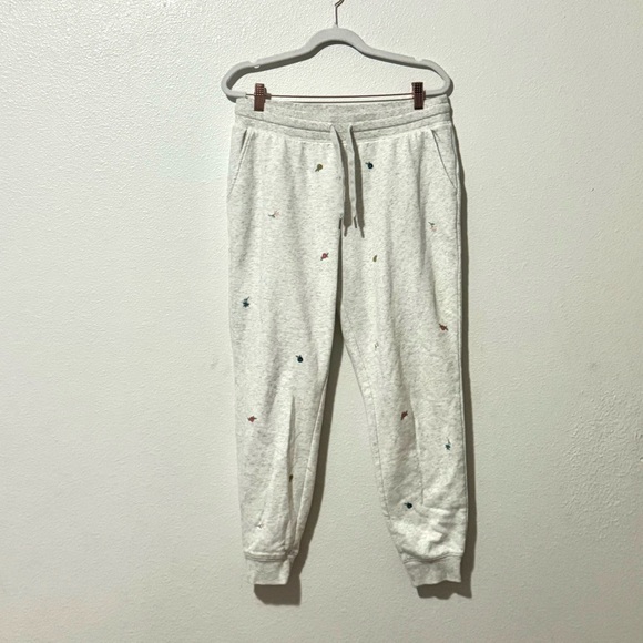 Old Navy Floral Embroidered Jogger Sweatpants High Rise Heather Cotton M $45 - Picture 2 of 10